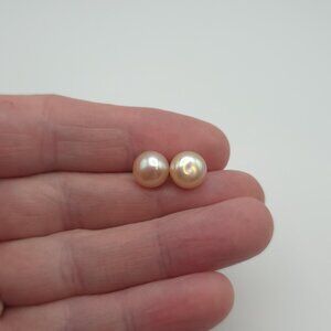 Sterling Silver Simple Light Color Pearl Earrings A842